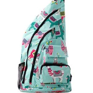 FUN BLACK CANVAS LLAMA SLING BACKPACK/BOOK BAG!